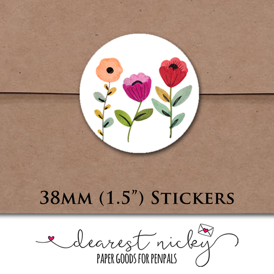 Flowers Envelope Seals - Set of 30 Stickers