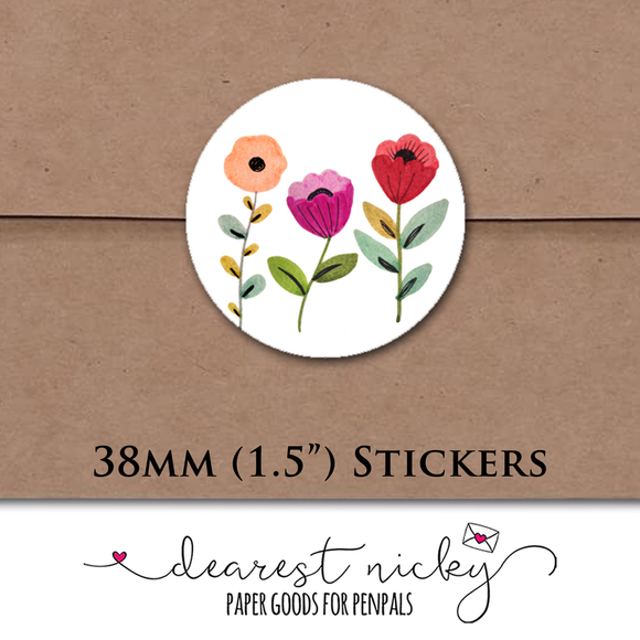 Flowers Envelope Seals <br> Set of 30 Stickers