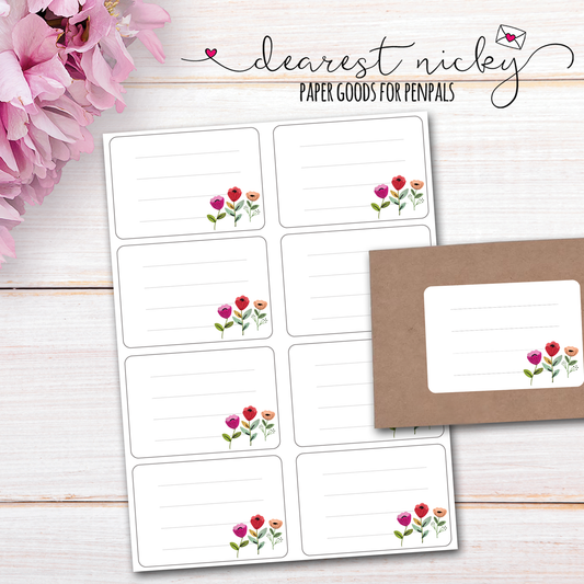 Flowers Mailing Address Labels - Set of 16