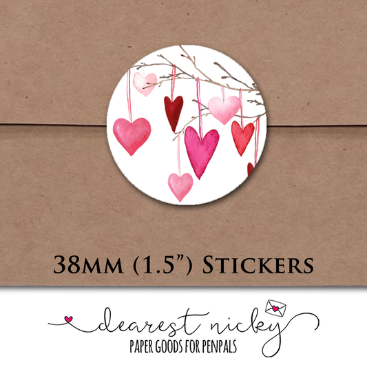 Heart Branch Envelope Seals - Set of 30 Stickers