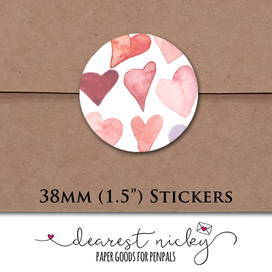 Hearts Envelope Seals - Set of 30 Stickers