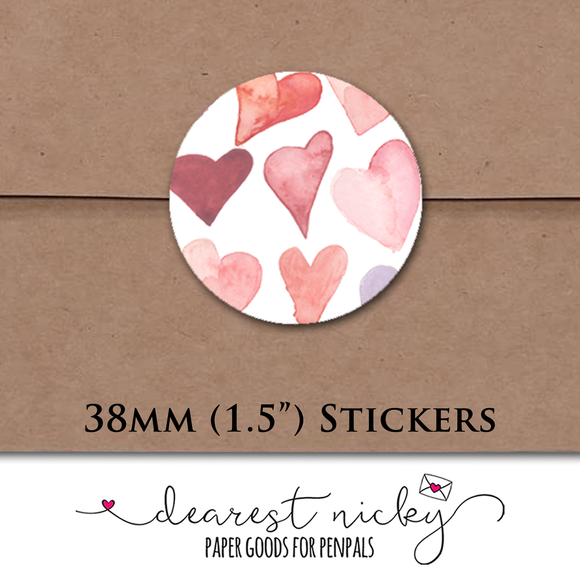 Hearts Envelope Seals <br> Set of 30 Stickers