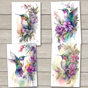 Hummingbirds Postcards - Set of 4 - New Premium Cardstock
