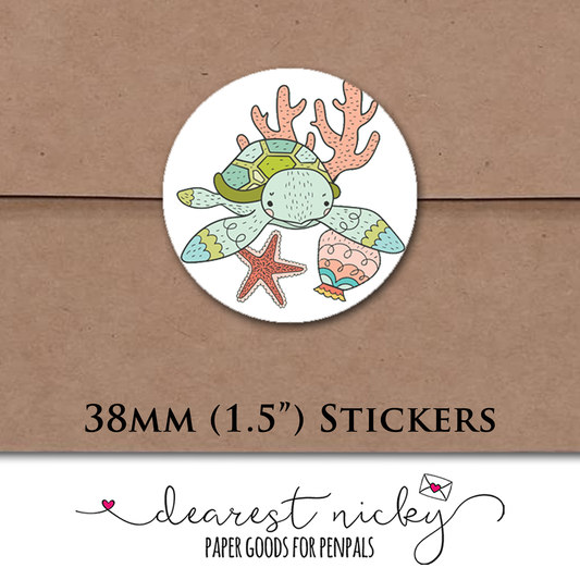 Sea Turtles Envelope Seals - Set of 30 Stickers